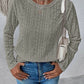 Eyelet Round Neck Long Sleeve Top