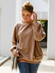 Ivy Lane Mock Neck Dropped Shoulder Sweatshirt Camel