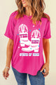 Graphic Round Neck Short Sleeve T-Shirt Hot Pink