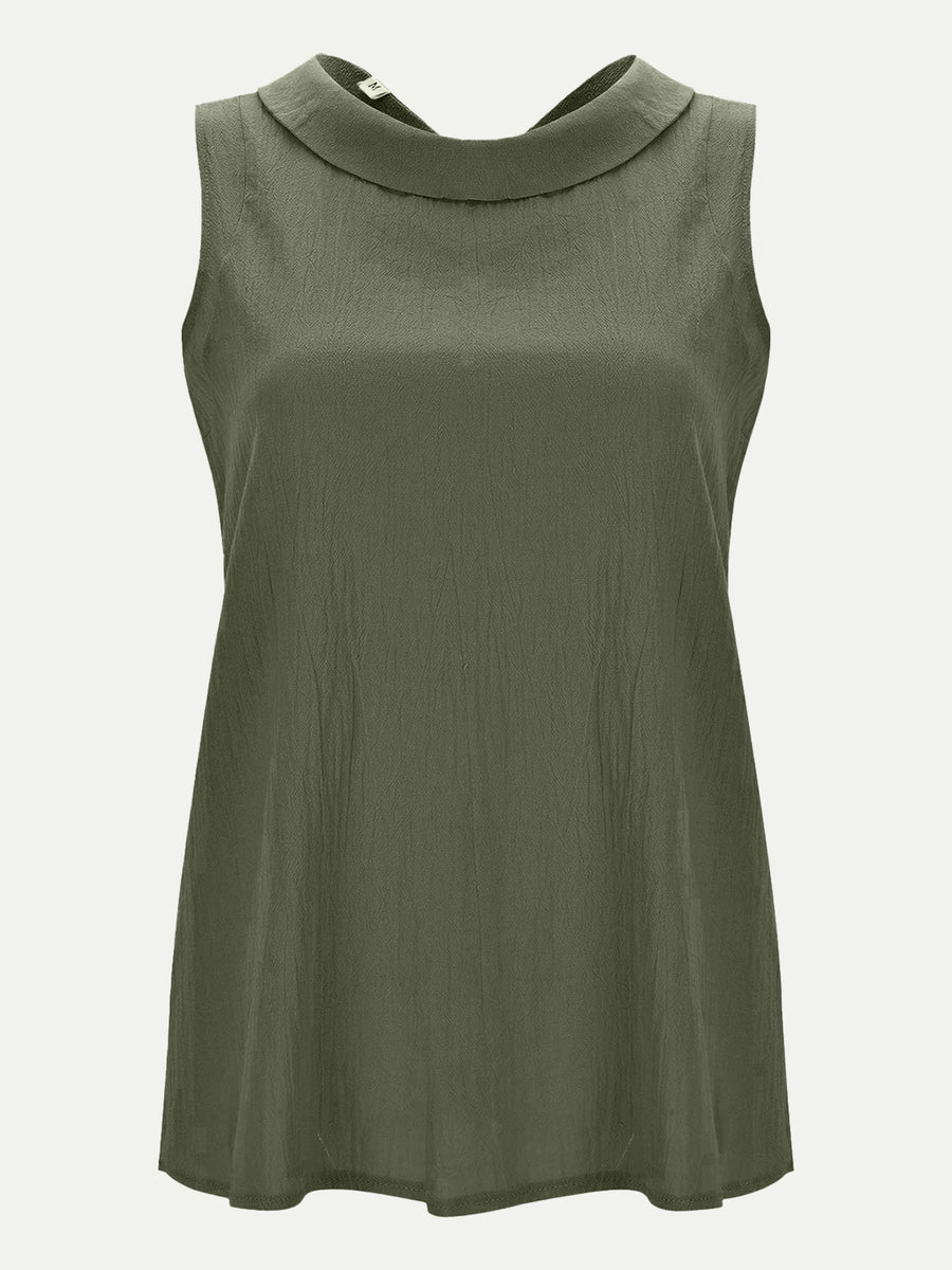 Full Size Round Neck Sleeveless Top Moss