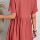 Full Size Ruched V-Neck Short Sleeve Dress