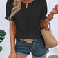 Ruffled Notched Short Sleeve T-Shirt