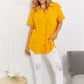 Zenana Full Size Summer Breeze Gauze Short Sleeve Shirt in Mustard