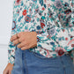 Floral Notched Long Sleeve Blouse