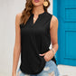 Eyelet Notched Sleeveless Top