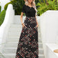 Printed Round Neck Short Sleeve Maxi Dress