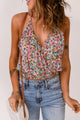 Floral Surplice Neck Top Floral