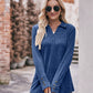 Mandy Decorative Button Johnny Collar Long Sleeve Blouse