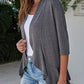 Open Front Three-Quarter Sleeve Cardigan