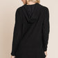 BOMBOM Contrast Drawstring Drop Shoulder Knit Hoodie