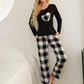 Plaid Heart Top and Pants Lounge Set