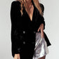 Lapel Collar Long Sleeve Blazer with Pockets