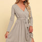 Long Sleeve Tie Waist Ruffle Hem Dress