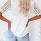 Cutout Round Neck Half Sleeve Blouse