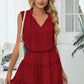 Frill Trim Tie Neck Sleeveless Mini Dress