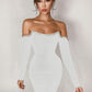 Rhinestone Trim Off-Shoulder Bandage Dress