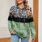 Leopard Drawstring Hoodie with Pocket