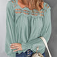 Cutout Square Neck Long Sleeve Blouse