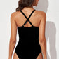 Spliced Mesh Halter Neck One-Piece Swimsuit