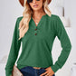 V-Neck Buttoned Long Sleeve Blouse