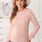 Textured Round Neck Long Sleeve Blouse