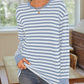 Lovelet Striped Round Neck Long Sleeve T-Shirt