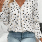 Printed V-Neck Long Sleeve Blouse