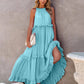 Ruffled Sleeveless Tiered Maxi Dress with Pockets