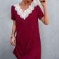 Spliced Lace Contrast Short Sleeve Dress