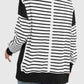 Slit Exposed Seam Striped Long Sleeve Sweatshirt