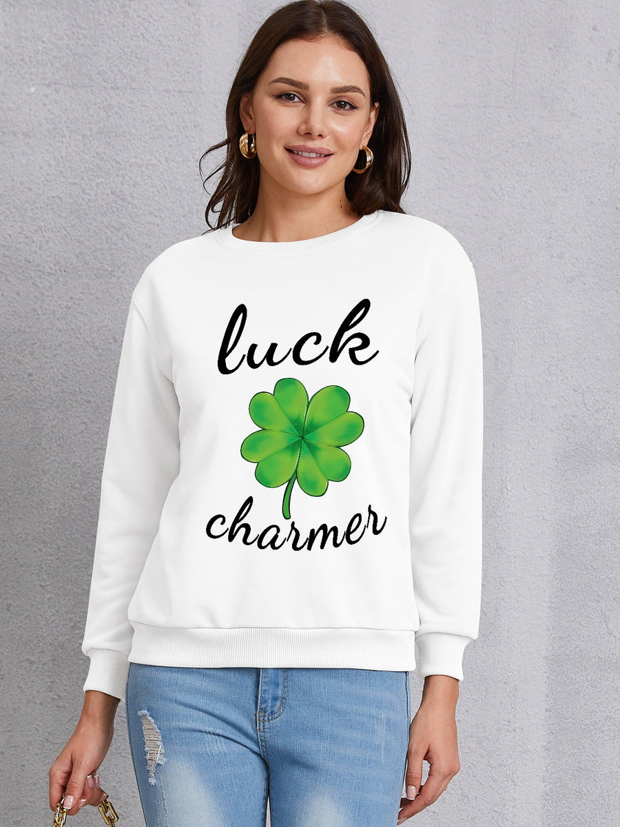 LUCK CHARMER Round Neck Sweatshirt White