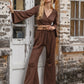 Tied Flare Sleeve Top and Pants Set