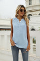 Swiss Dot Notched Neck Tank Pastel Blue