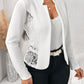 Lace Detail Open Front Long Sleeve Blazer