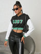 1987 Graphic Cropped Hoodie Black