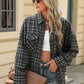 Pocketed Plaid Collared Neck Long Sleeve Shirt