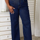 Judy Blue Full Size Raw Hem Straight Leg Jeans with Pockets