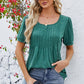 Ruched Scoop Neck Short Sleeve Blouse