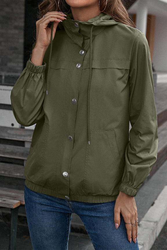 Ivy Lane Button-Down Long Sleeve Sports Jacket Army Green