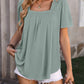 Mandy Ruched Square Neck Short Sleeve Blouse