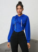 Long Sleeve Drawstring Hoodie Royal Blue