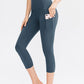 Wide Waistband Cropped Active Leggings with Pockets