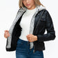 YMI Removable Faux Layered Multi-Pocket Jacket with Fuzzy Hood