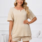 Notched Short Sleeve and Shorts Lounge Set