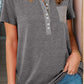 Full Size Half Button Short Sleeve T-Shirt