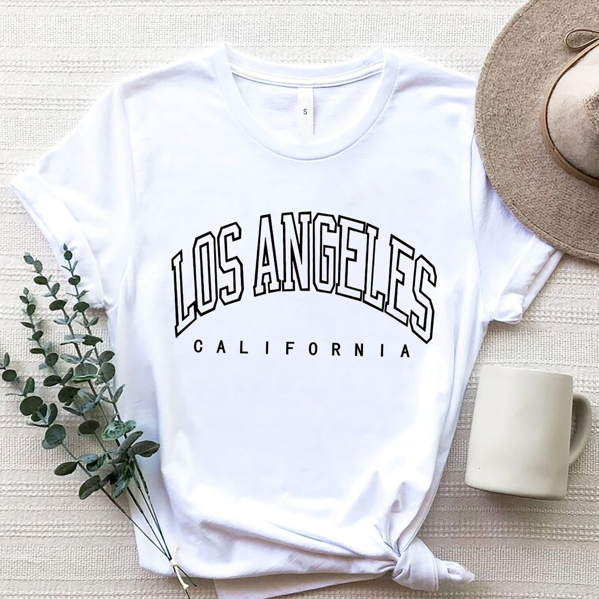 LOS ANGELES CALIFORNIA Round Neck T-Shirt White