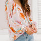 Printed Tie Neck Long Sleeve Blouse