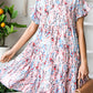 Printed Short Flounce Sleeve Tiered Dress