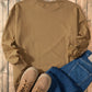 High-Low Round Neck Long Sleeve Sweatshirt