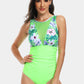 Cutout Printed Round Neck One-Piece Swimwear